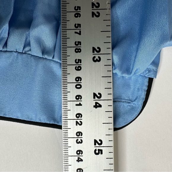 Vintage Susan Van Heusen Womens Mandarin Collar Light Blue Long Sleeve Blouse 10 - Picture 8 of 9